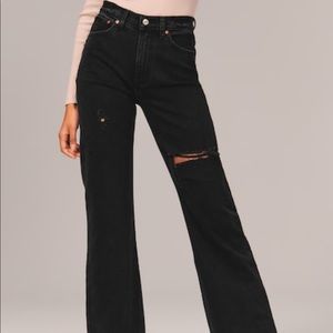 Abercrombie & Fitch Curve Love High Rise 90s Relaxed Jean, 26 R, Black